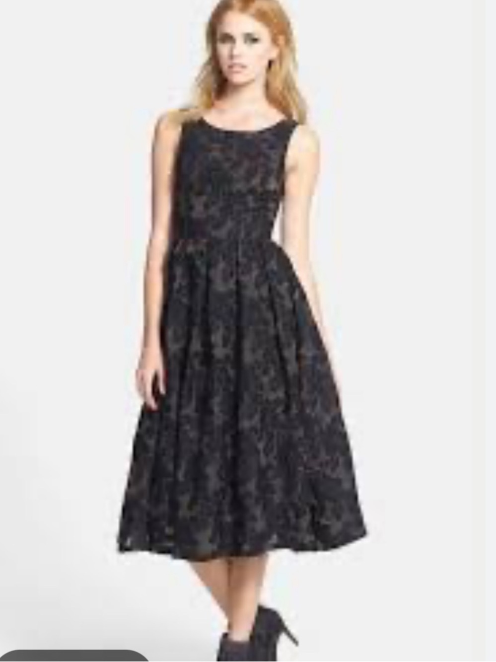 ASTR Black Sleeveless Midi Dress with Subtle Jacquard Pattern